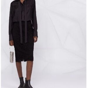 Valentino Black Long Sleeve and Lace Dress